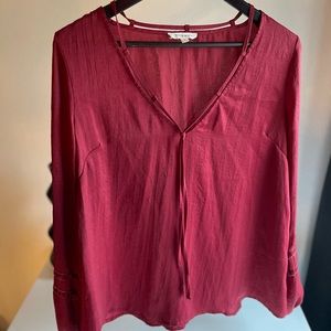 Maroon Long Sleeve Blue Spero Blouse